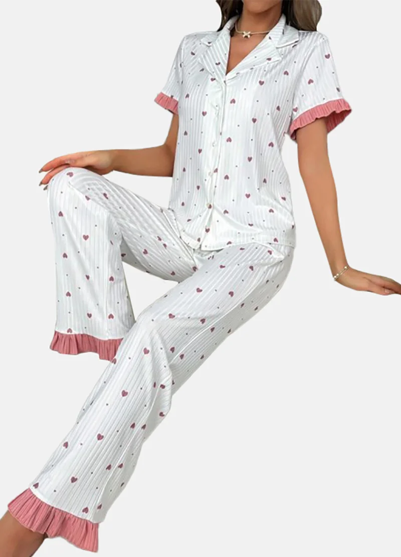 يونيكي White Printed Pyjamas & Top