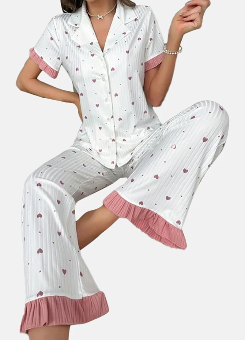 يونيكي White Printed Pyjamas & Top