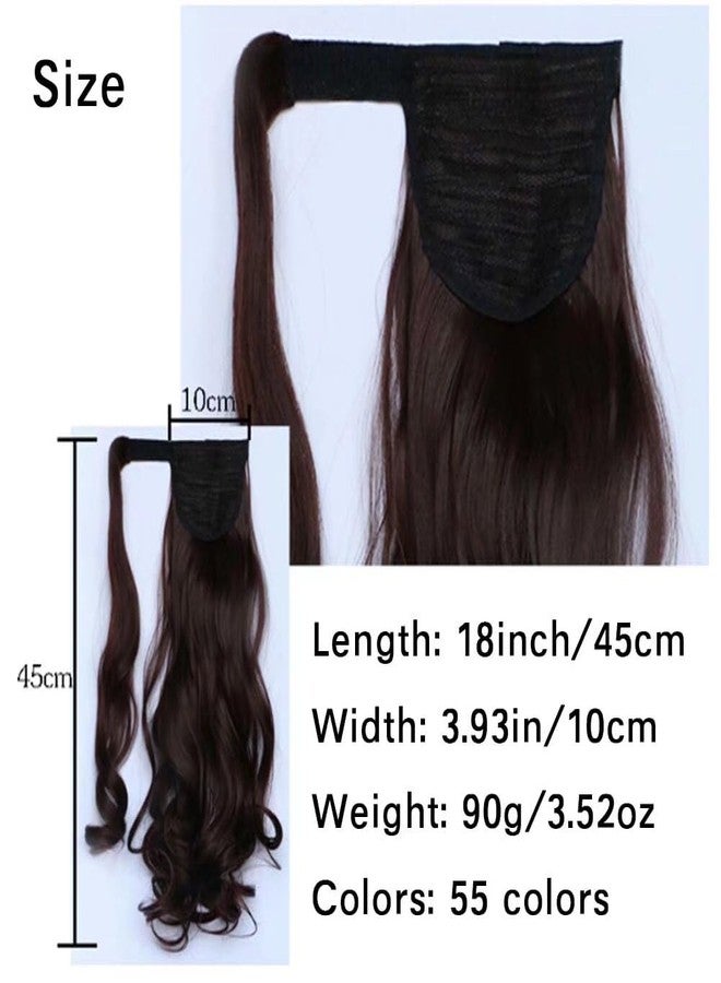 iLUU 18" Red Synthetic Hair Ponytail Wrap Around Clip in Hair Ponytail Extensions 100g/3.5oz Long Curly Wavy Clip on Pony Tail Hair Piece Extension for Women #118C - Image 2