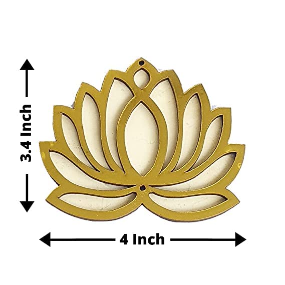 Sanvatsar Home White Golden Lotus 4 Inch Set of 24 Wooden Cutout DIY Rangoli Kit | Decorations for Diwali, Dusshera Wedding Rangoli, Pooja, Decorations, Festival Gift (Red12Cream12) - Image 2