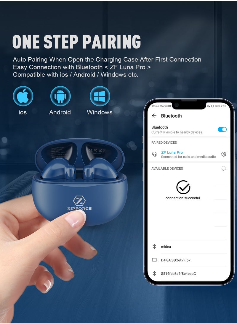 ZIPFORCE - True Wireless Earbuds, In-Ear Bluetooth 5.3 Headphones 4-Mics ENC Clear Call, Bluetooth Earbuds Touch Control, IPX6 Waterproof TWS, Light-Weight Earphones - Image 1