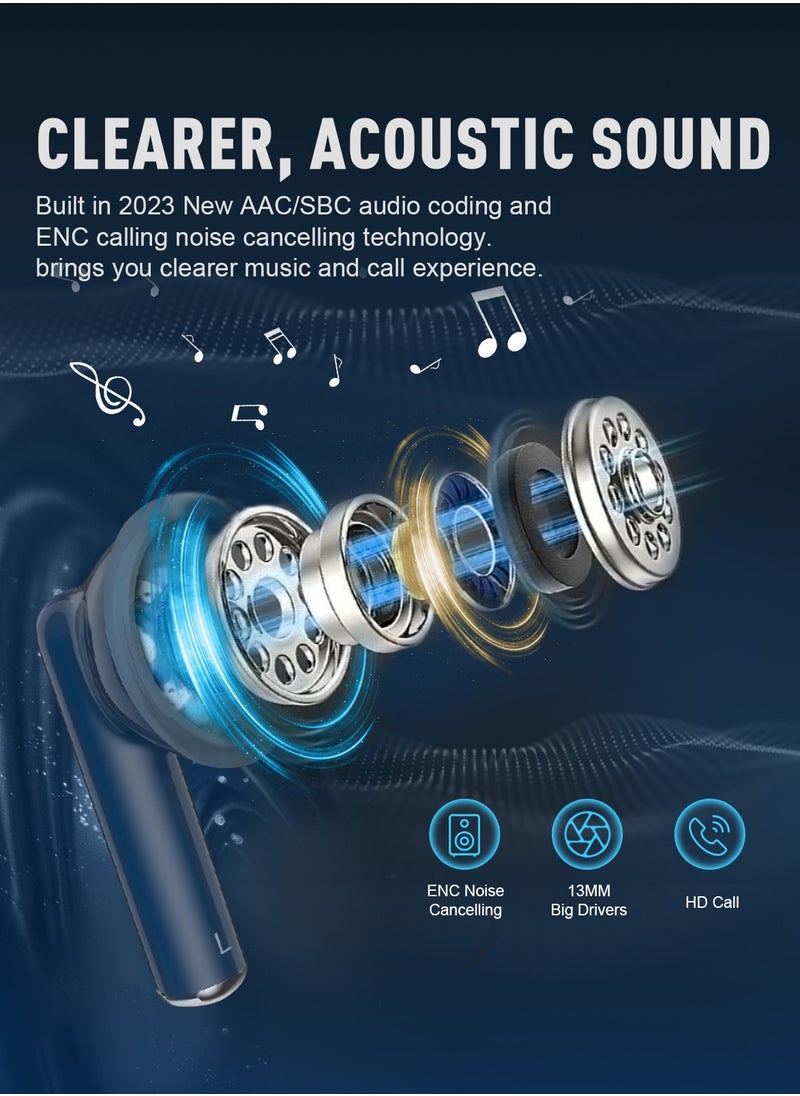 ZIPFORCE - True Wireless Earbuds, In-Ear Bluetooth 5.3 Headphones 4-Mics ENC Clear Call, Bluetooth Earbuds Touch Control, IPX6 Waterproof TWS, Light-Weight Earphones - Image 1