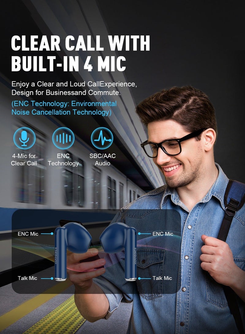 ZIPFORCE True Wireless Earbuds, In-Ear Bluetooth 5.3 Headphones 4-Mics ENC Clear Call, Bluetooth Earbuds Touch Control, IPX6 Waterproof TWS, Light-Weight Earphones - Image 5