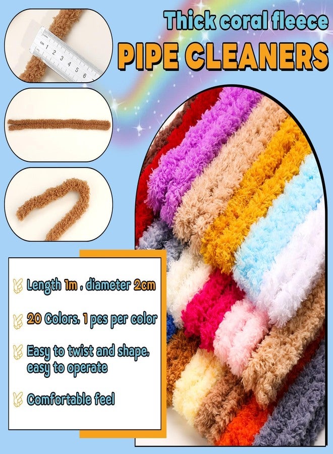 Mnuizu 138Pcs Jumbo Pipe Cleaners Craft Kit, 20 Pcs 39.37 Inches Extra Thick Pipe Cleaners, Jumbo Coral Fleece Pipe Cleaners Chenille Stems Pipe Cleaner Craft for or DIY Art & Creative Crafts Decorat - Image 5