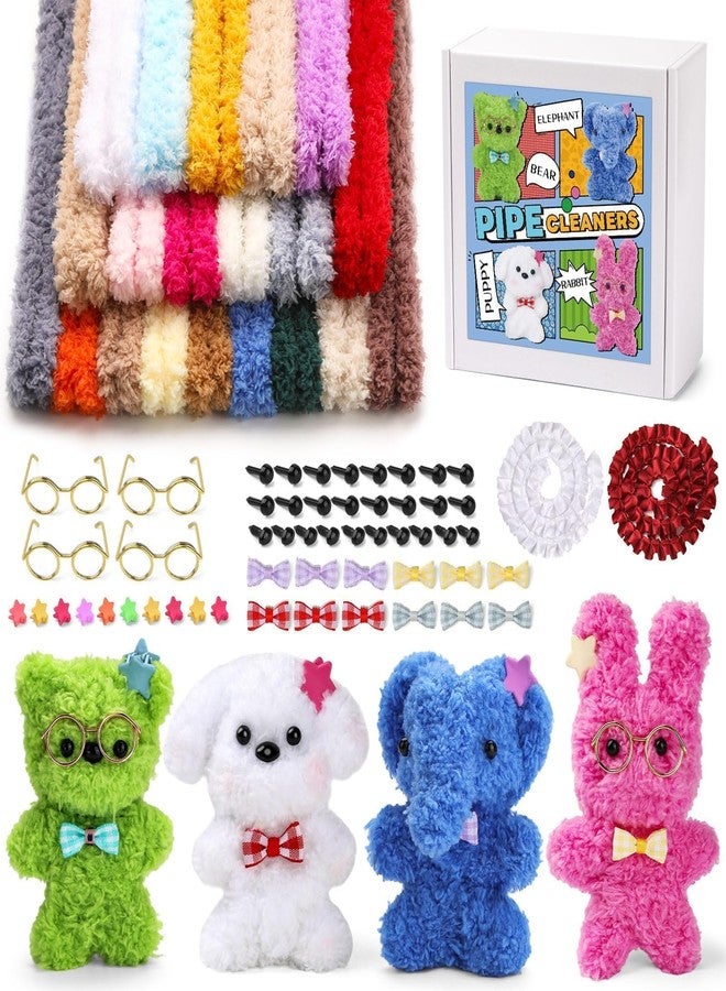 Mnuizu 138Pcs Jumbo Pipe Cleaners Craft Kit, 20 Pcs 39.37 Inches Extra Thick Pipe Cleaners, Jumbo Coral Fleece Pipe Cleaners Chenille Stems Pipe Cleaner Craft for or DIY Art & Creative Crafts Decorat - Image 1