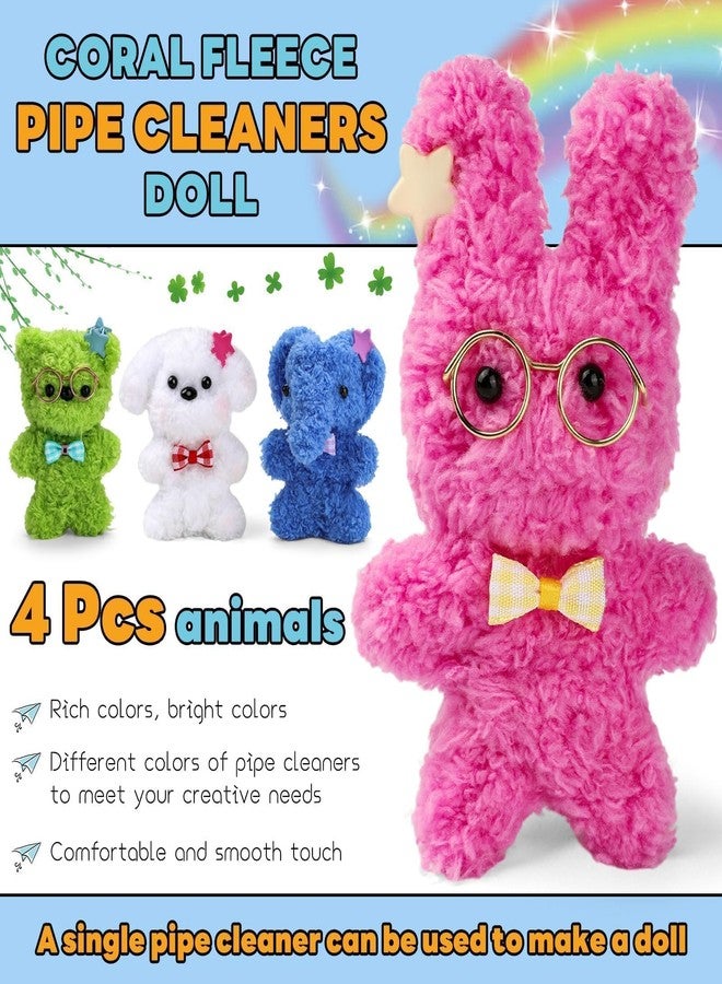 Mnuizu 138Pcs Jumbo Pipe Cleaners Craft Kit, 20 Pcs 39.37 Inches Extra Thick Pipe Cleaners, Jumbo Coral Fleece Pipe Cleaners Chenille Stems Pipe Cleaner Craft for or DIY Art & Creative Crafts Decorat - Image 4