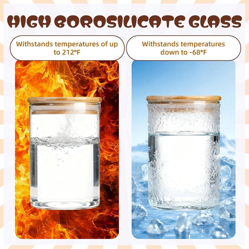 MEETOZ 750ml Set of 3 Glass Jars with Bamboo Lids,High Borosilicate Glass Transparent Airtight Food Storage Tank,Large Capacity Kitchen Food Containers for Spices,Coffee Beans,Oatmeal - Image 4