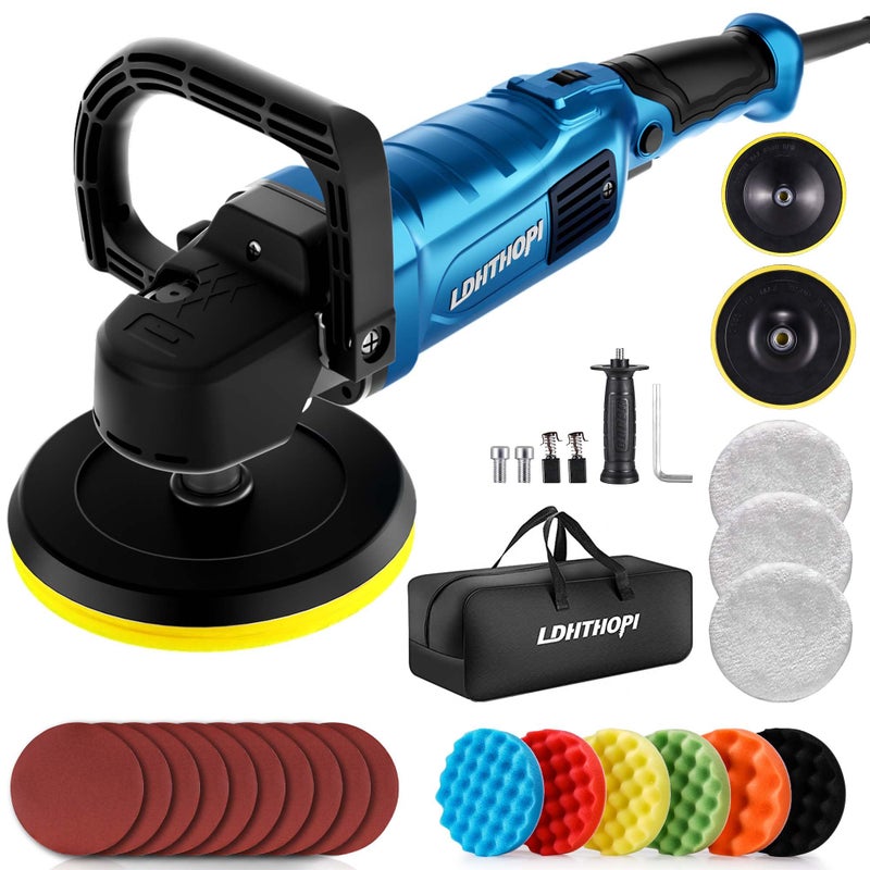 LDHTHOPI Buffer Polisher 1800W 6 inch7 inch Rotary Buffer Polisher Waxer 7503100RPM Car Buffers and Polishers with 6 Variable Speeds for Car Boat Furniture Floor - Image 3