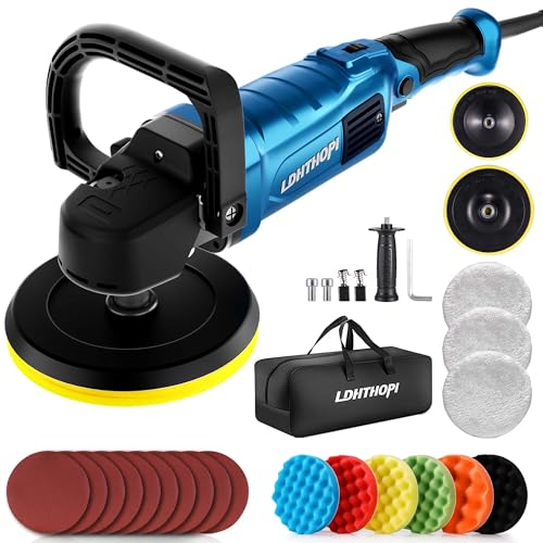 LDHTHOPI Buffer Polisher 1800W 6 inch7 inch Rotary Buffer Polisher Waxer 7503100RPM Car Buffers and Polishers with 6 Variable Speeds for Car Boat Furniture Floor - Image 1