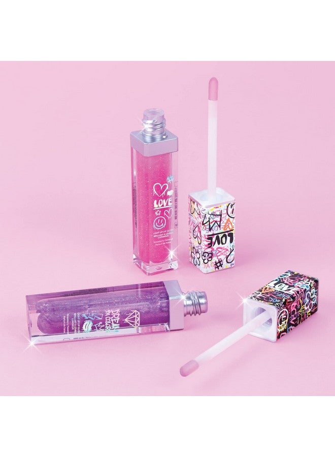 3C4G It's Lit! Light Up Lip Gloss Duo - Glitter Lip Gloss for Kids with Up Lid & Wand - 2 Pack Kids Lip Gloss Set - Strawberry Flavored Lip Gloss for Girls 8-10-12-14 by Make It Real - Image 5