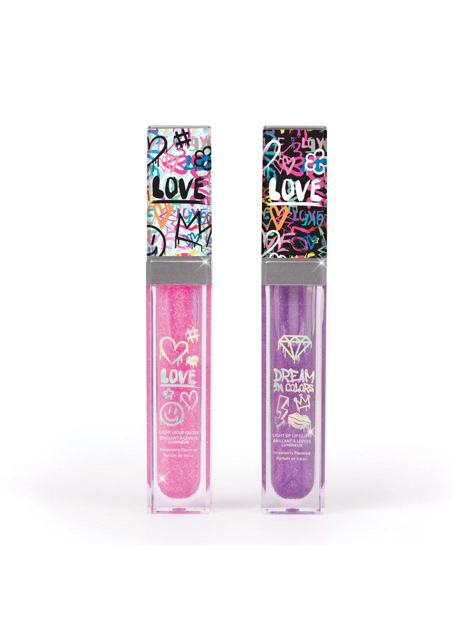 3C4G It's Lit! Light Up Lip Gloss Duo - Glitter Lip Gloss for Kids with Up Lid & Wand - 2 Pack Kids Lip Gloss Set - Strawberry Flavored Lip Gloss for Girls 8-10-12-14 by Make It Real - Image 3