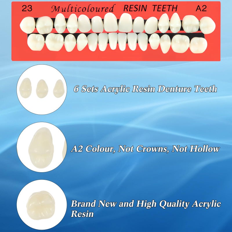 BBTO 6 Sets Acrylic Resin Fake Teeth artificial teeth Denture Replacement tooth prop Synthetic Resin Denture for Replacement, 112 Pieces, 23 A2 - Image 3
