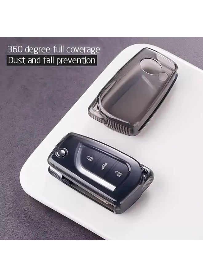 Transparent Black Grey Ring Key Fob Cover Stylish Durable TPU Protection - Image 1