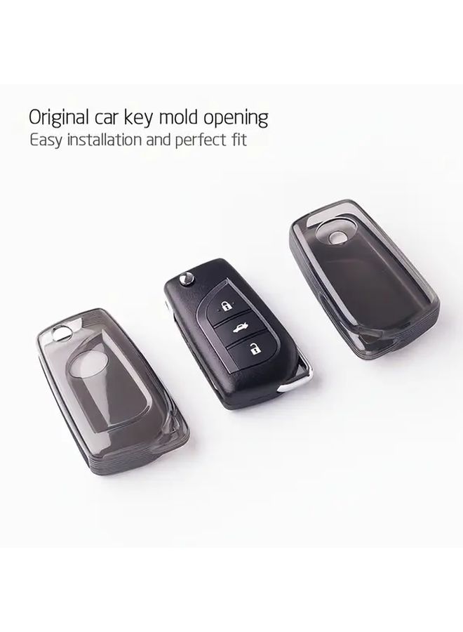Transparent Black Grey Ring Key Fob Cover Stylish Durable TPU Protection - Image 4