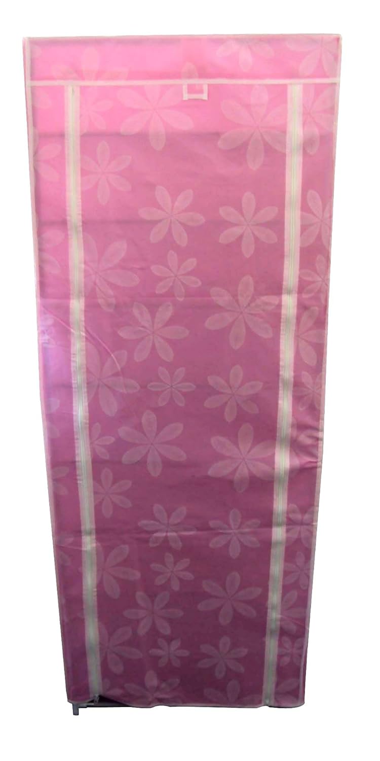 EtsiBitsi 9 Tiers Multipurpose Portable Folding Shoes RackShoes ShelfShoes Cabinet with Wardrobe Cover Easy Installation Stand for Shoes Pack of 1 Metal NonWoven Fabric Pink Floral - Image 2