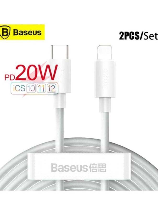NIBEMINENT - (2PCS/Set) USB C to Lightning Cable-Fast Charging, 1.5 Meter Power Delivery iPhone Cable 20W Compatible for 13/12/11/X/XR/XS Max White - Image 1