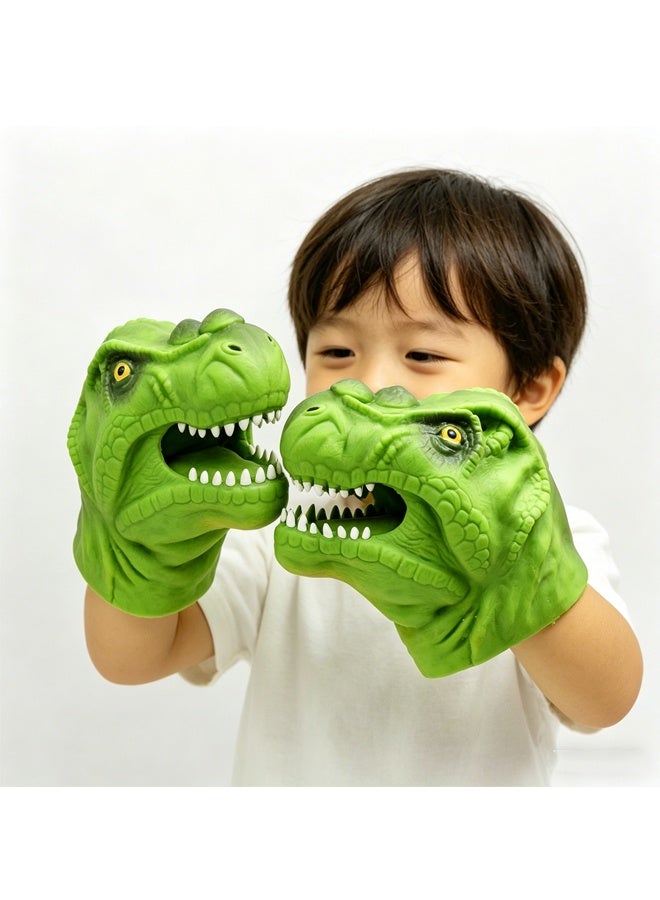 الدمى اليدوية الديناصور الممتدة - ألعاب T-Rex الواقعية ، الخضراء ، رائعة للأطفال في الأعمار 3 + ، رواية القصص ، حفلة الدمى الديناصور ، الفصول الدراسية ، وقت الحمام ، الداخلي والخارج - Image 4