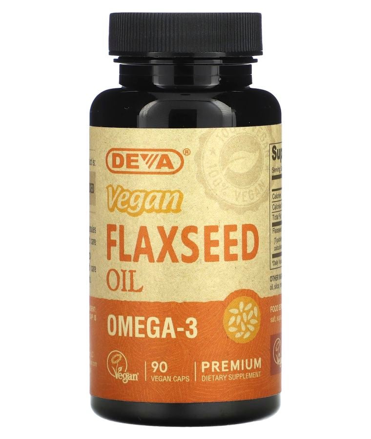 Deva Premium Vegan Flaxseed Oil 90 Vegan Caps (500 mg per Cap)