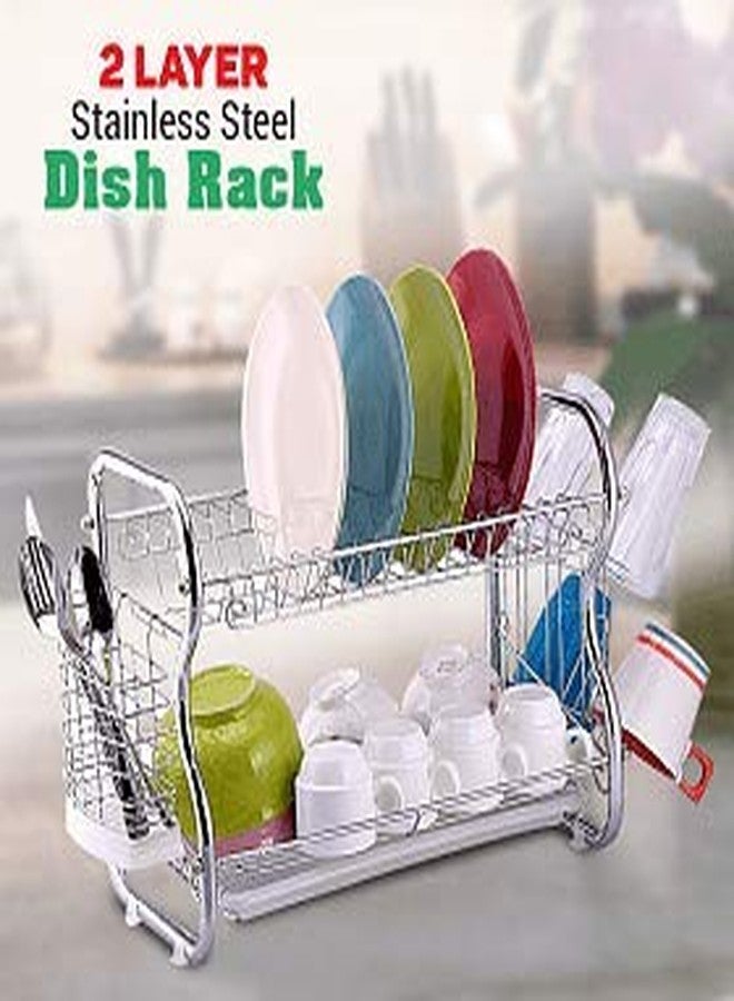 swabs ® Stainless Steel S-Shaped 2 Layers Tableware Dish, Plate, Cup, Bowl, Cutlery Accessories Kitchen Rack Shelf (Silver) - Image 4