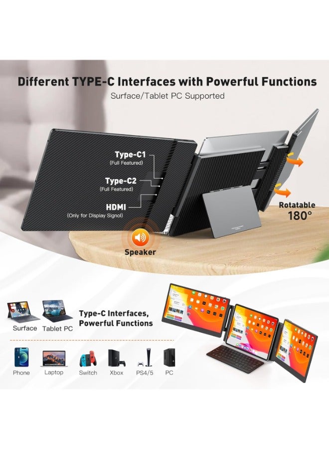 ڤي2كوم موسع شاشة الكمبيوتر المحمول V2COM المحمول - موسع شاشة الكمبيوتر المحمول S3 ثلاثي 14 بوصة 1080P FHD IPS شاشة محمولة قابلة للتوصيل والتشغيل - Image 4