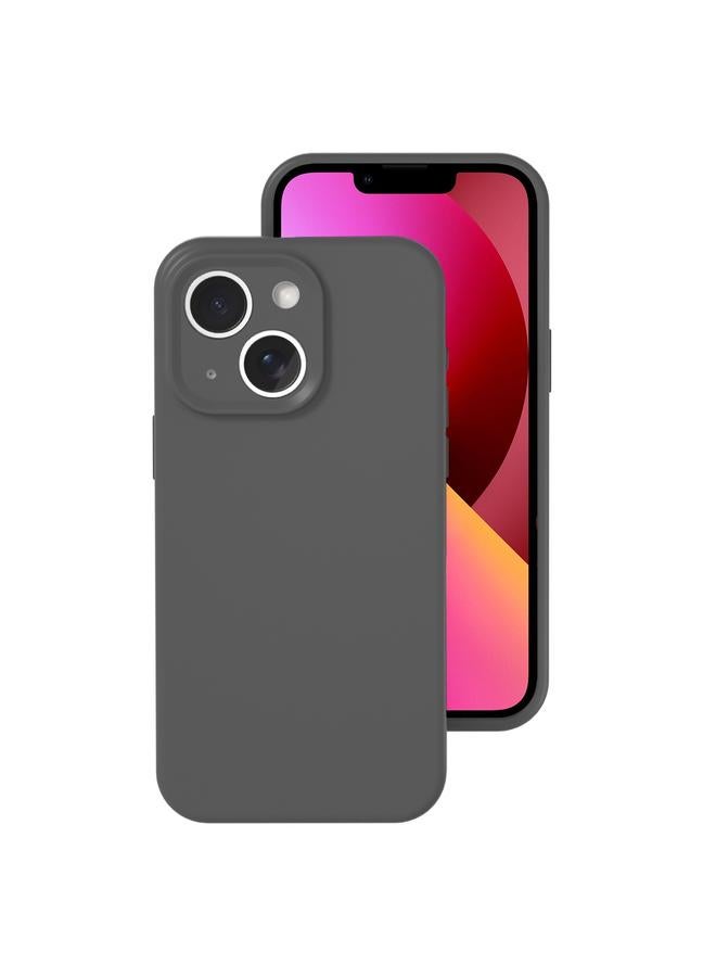 For iPhone 13 Precise Hole Liquid Silicone Jelly Color Full Coverage Phone Case(Carbon Gray)