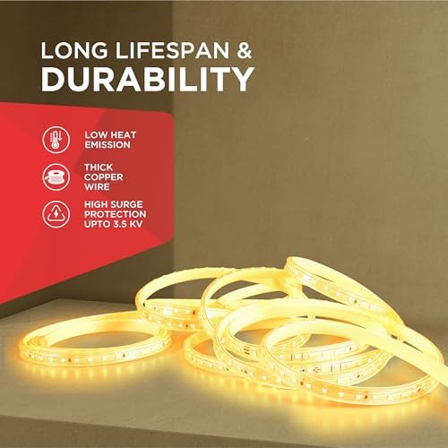 HAVELLS Flexion 5M LED Rope Light 96DSTRIP 3000K IP65 5M - Outdoor Lights Waterproof for Balcony Decoration,Home Decor & Interior Decoration (Pack of 2) - Image 4