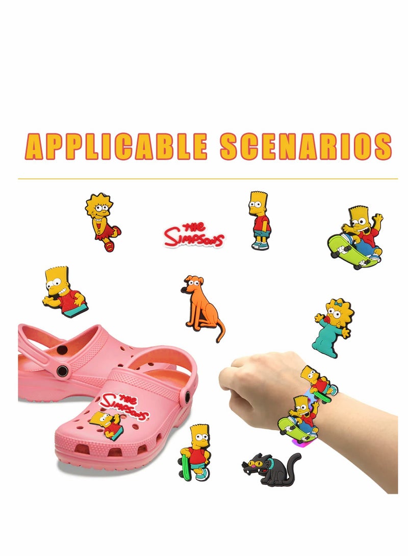 SYOSI Crocs Charms, 9 PCS The Simpsons Shoe Charms Fits for DIY Clog Sandals Decoration, Croc Accessories Charms for Boys Girls Teens Kids Birthday Party Gifts  - Image 3