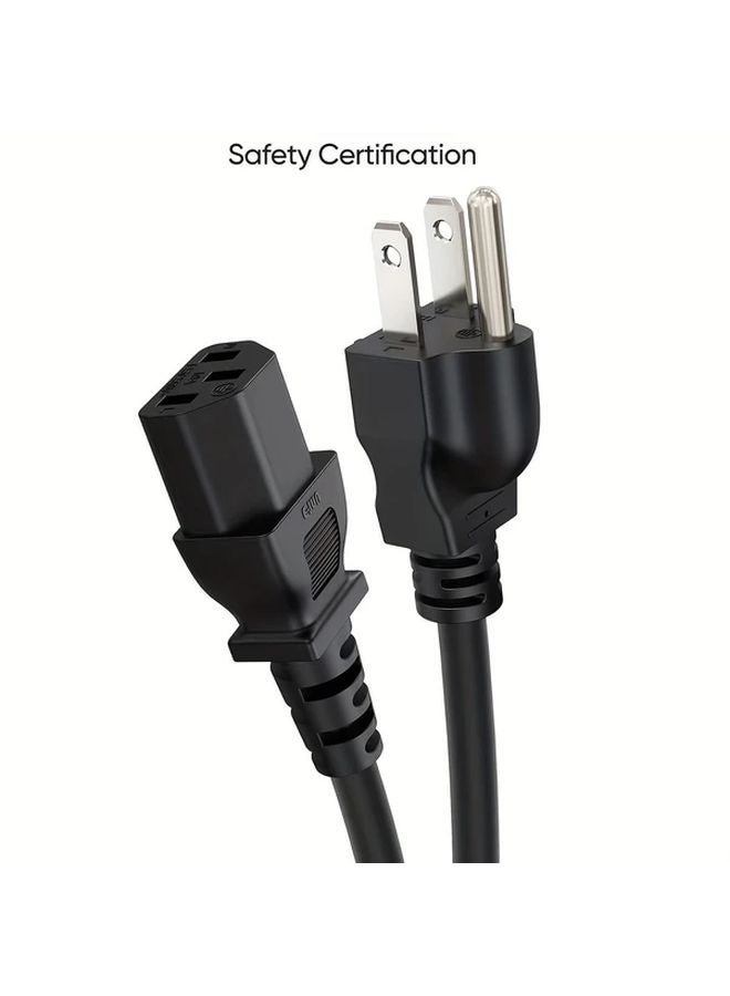 Universal Power Cord 3 6M C13 To NEMA 5 15P 18AWG SJTW Flame Retardant For PC Monitor TV - Image 1