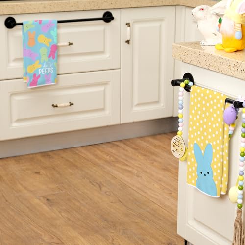 ARKENY Easter Kitchen Towels Set of 2,White Polka Dot Bunny Hello Peeps Dish Towels 18x26 Inch Drying Dishcloth,Farmhouse Holiday Seasonal Spring Decorations AD251 - Image 5