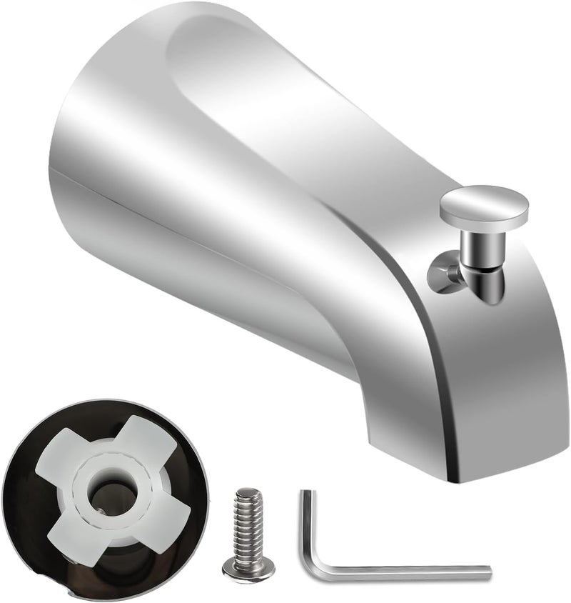 Coolfell Slip On Tub Spout with Diverter, for 1/2" Copper Pipe, Compatible with Kohler GP85556 Bath Tub Spout, Bathroom Bathtub Tub Faucet Replacement, with 5/32" Hex Wrench (Polished Chrome) - Image 1