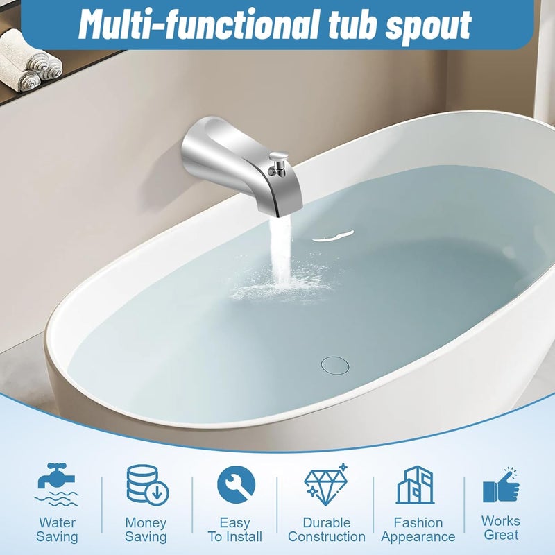 Coolfell Slip On Tub Spout with Diverter, for 1/2" Copper Pipe, Compatible with Kohler GP85556 Bath Tub Spout, Bathroom Bathtub Tub Faucet Replacement, with 5/32" Hex Wrench (Polished Chrome) - Image 5