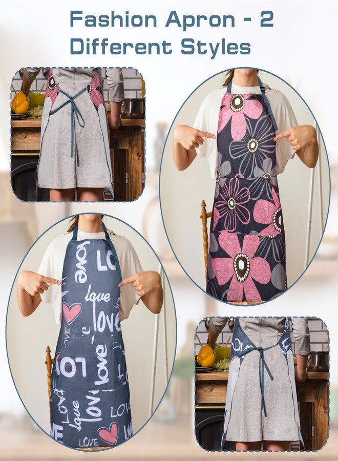 cobee 2 Pcs Aprons For Women with Pockets, Waterproof Apron Adjustable Kitchen Aprons Baking Aprons, Cooking Garden Apron for Gardening Baking Crafts Unisex(Love) - Image 3