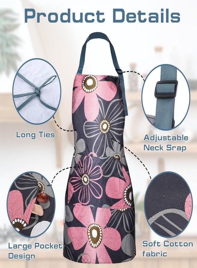 cobee 2 Pcs Aprons For Women with Pockets, Waterproof Apron Adjustable Kitchen Aprons Baking Aprons, Cooking Garden Apron for Gardening Baking Crafts Unisex(Love) - Image 5