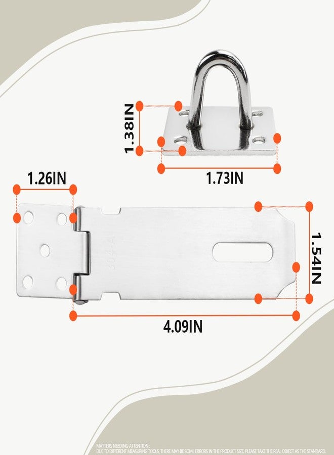 SANATO 4 pcs Padlock Hasp Latch Locks 4 Inch 304 Stainless Steel Door Lock Hasp Latch Hasp for Door Shed Gate Cabinet with Screw Brushed Nickel - Image 2