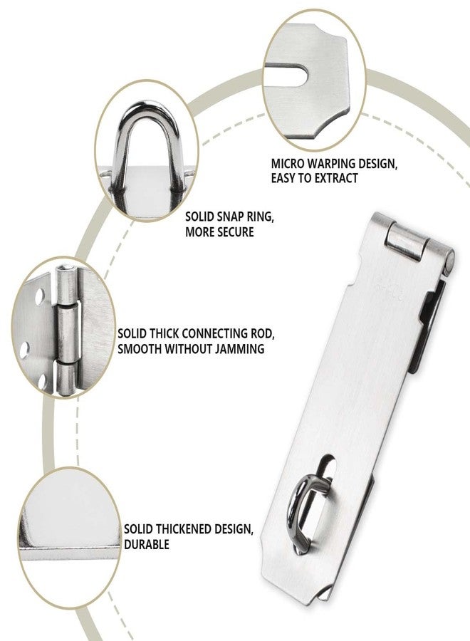 SANATO 4 pcs Padlock Hasp Latch Locks 4 Inch 304 Stainless Steel Door Lock Hasp Latch Hasp for Door Shed Gate Cabinet with Screw Brushed Nickel - Image 5