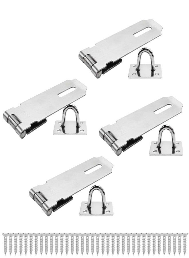 SANATO 4 pcs Padlock Hasp Latch Locks 4 Inch 304 Stainless Steel Door Lock Hasp Latch Hasp for Door Shed Gate Cabinet with Screw Brushed Nickel - Image 1