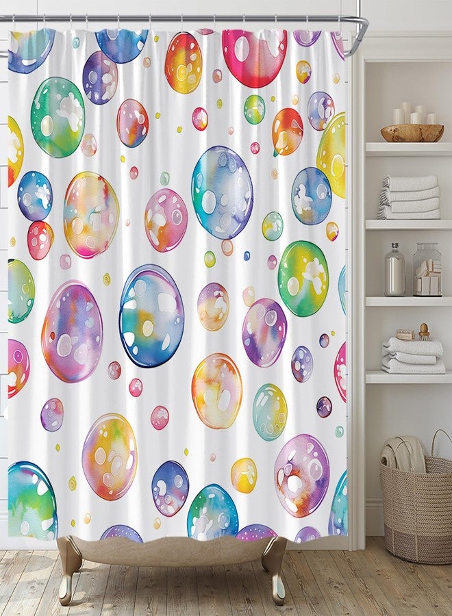 YSATNSFT Polka Dot Shower Curtain Colorful Watercolor Abstract Cute Bubble Dot Modern Kids Fabric Bathroom Decor Set with Hooks,(70" WX70 H) - Image 3
