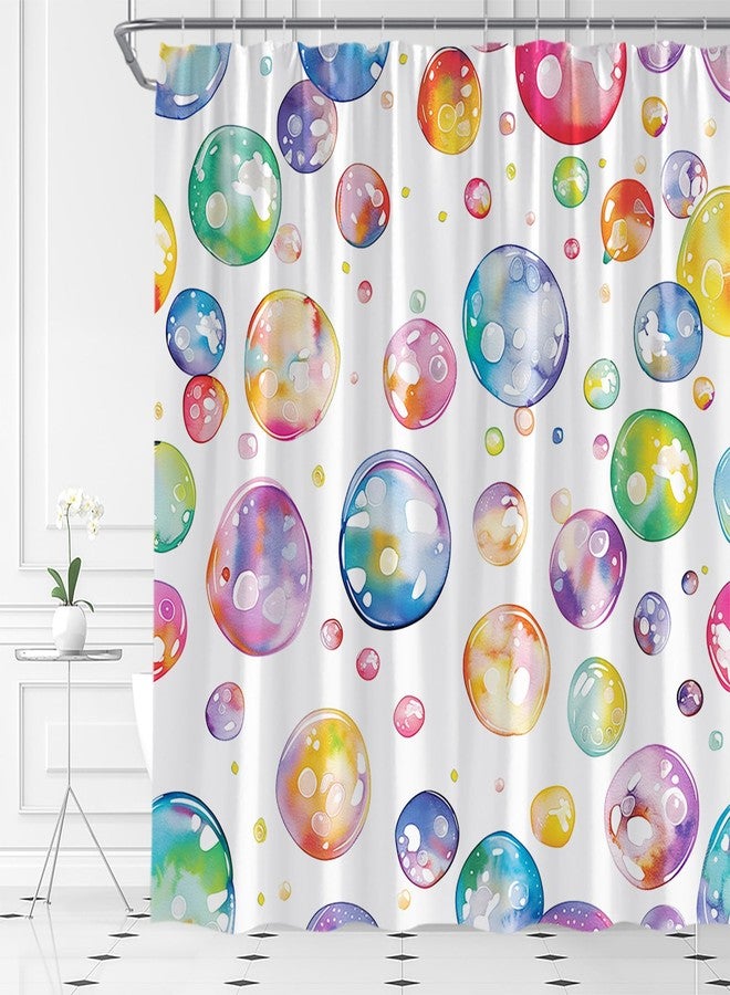 YSATNSFT Polka Dot Shower Curtain Colorful Watercolor Abstract Cute Bubble Dot Modern Kids Fabric Bathroom Decor Set with Hooks,(70" WX70 H) - Image 2