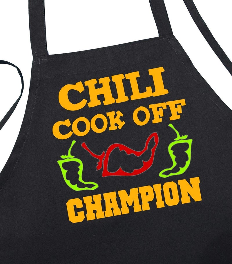 CoolAprons Chili Cook Off Champion Black Apron, Chili Contest Apron, Chili Competition Prize, Cook Off Trophy - Image 1