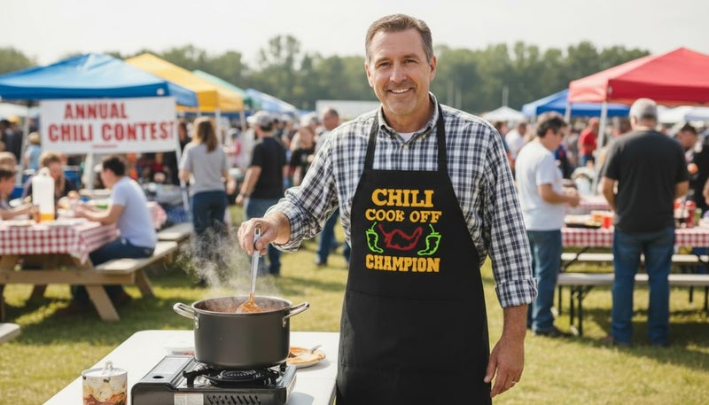 CoolAprons Chili Cook Off Champion Black Apron, Chili Contest Apron, Chili Competition Prize, Cook Off Trophy - Image 2