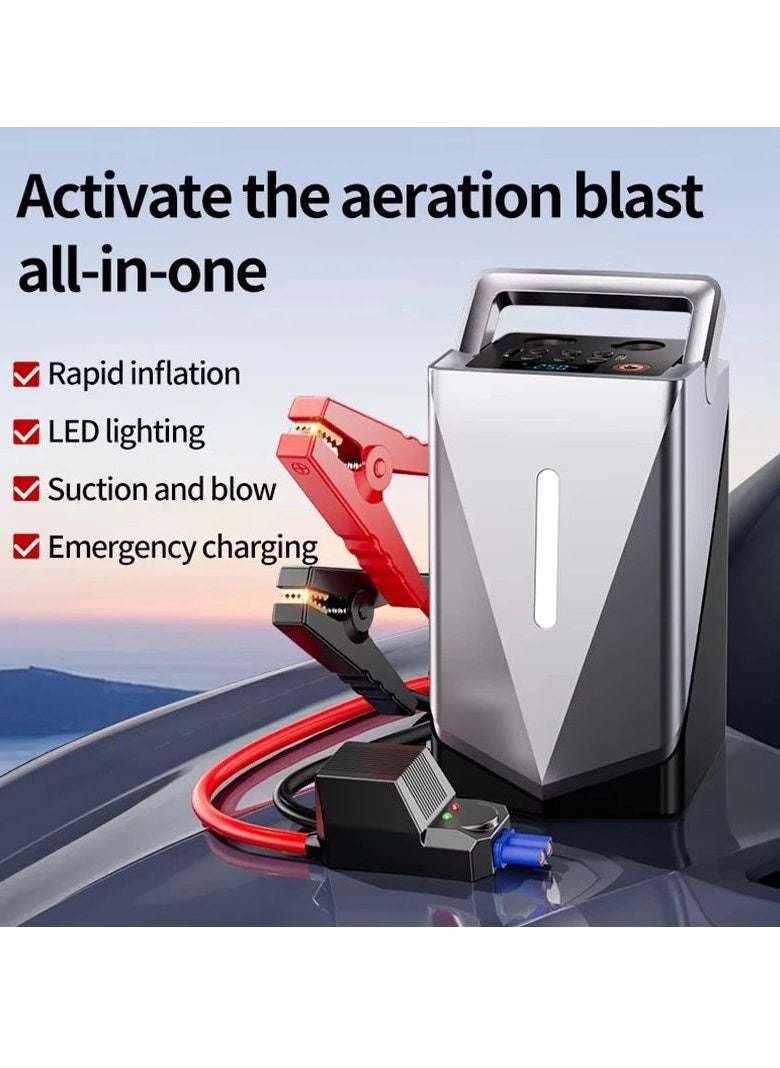 Generic Jump Starter 2024 3-in-1 Car Jump Starter with Air Compressor, Tire Inflator, Blower & Power Bank | 12000mAh Portable Battery Boost, LCD Display, LED & SOS Light, 150PSI Max Pressure, Type-C Fast Charging  - Image 4