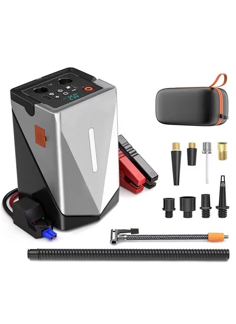 Generic Jump Starter 2024 3-in-1 Car Jump Starter with Air Compressor, Tire Inflator, Blower & Power Bank | 12000mAh Portable Battery Boost, LCD Display, LED & SOS Light, 150PSI Max Pressure, Type-C Fast Charging  - Image 1