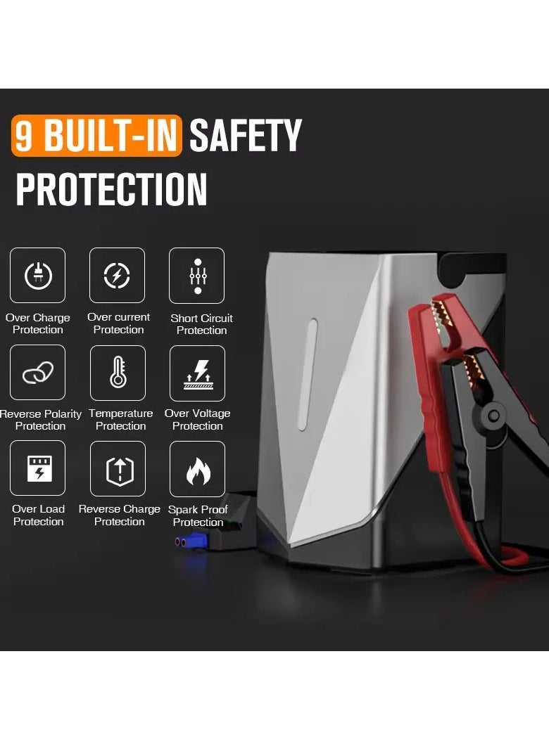 Generic Jump Starter 2024 3-in-1 Car Jump Starter with Air Compressor, Tire Inflator, Blower & Power Bank | 12000mAh Portable Battery Boost, LCD Display, LED & SOS Light, 150PSI Max Pressure, Type-C Fast Charging  - Image 2