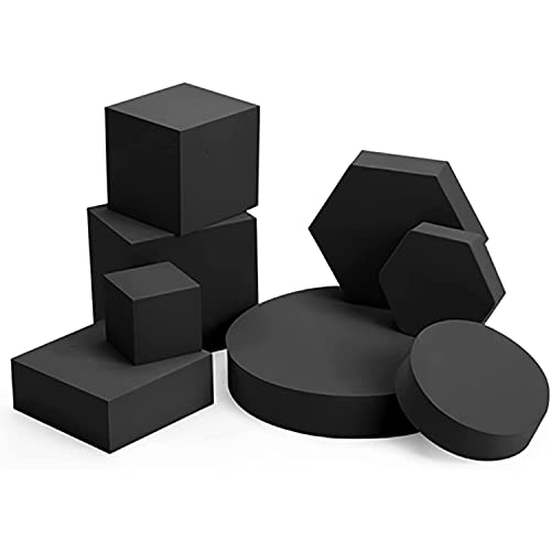 STORE 2508 Store2508 Photography Props Photography Blocks Craft Hard Foam Blocks Shapes for Cosmetics, Makeup Tools Flat Lay Photo Shoot for Products Set of 8 (Black) - Image 1