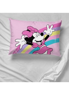 Jay Franco Jay Franco Disney Minnie Mouse Rainbow Stripe 1 Single Reversible Pillowcase - Double-Sided Kids Super Soft Bedding  - Image 5