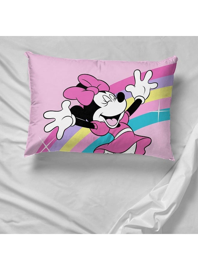 Jay Franco Jay Franco Disney Minnie Mouse Rainbow Stripe 1 Single Reversible Pillowcase - Double-Sided Kids Super Soft Bedding - Image 5