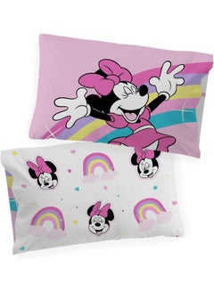 Jay Franco Jay Franco Disney Minnie Mouse Rainbow Stripe 1 Single Reversible Pillowcase - Double-Sided Kids Super Soft Bedding  - Image 4