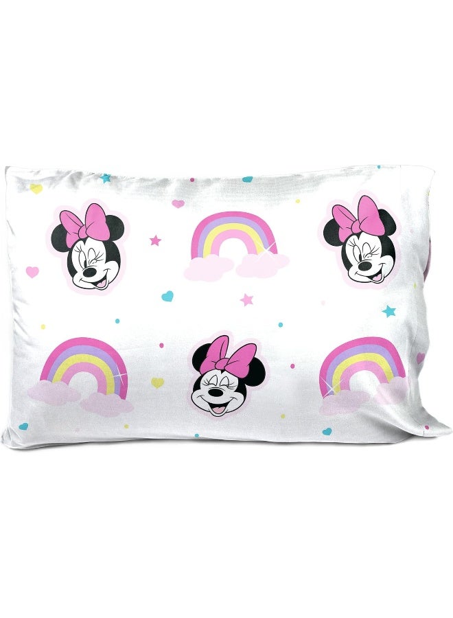Jay Franco Jay Franco Disney Minnie Mouse Rainbow Stripe 1 Single Reversible Pillowcase - Double-Sided Kids Super Soft Bedding - Image 2