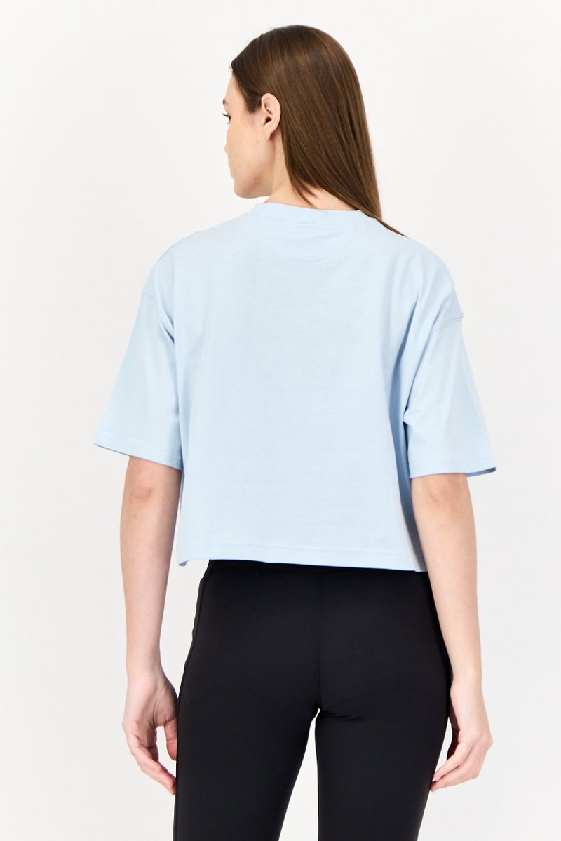 Reebok Women Sportswear Fit Short Sleeve Outdoor Top, Light Blue - Image 3
