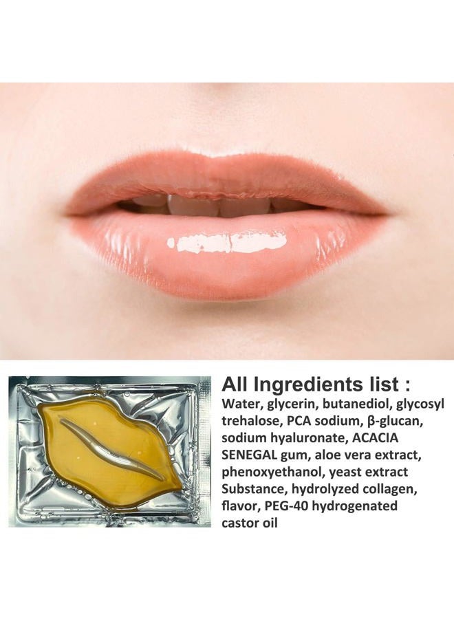 Adofect 30 Pieces Collagen Crystal Gold Lip Care Gel Masks, Collagen Crystal Lip Pads Greate for Moisturizing Lip, Remove Dead Skin, Anti Chapped & Anti-Aging and Plump Your Lips, Yellow Gold - Image 4